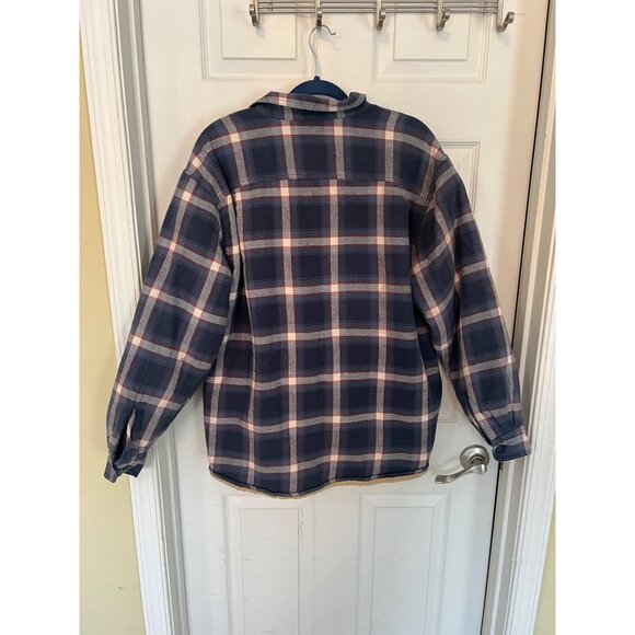 Wrangler Blue Plaid Sherpa Lined Button Down Shacket Men's Size Large - Picture 7 of 12